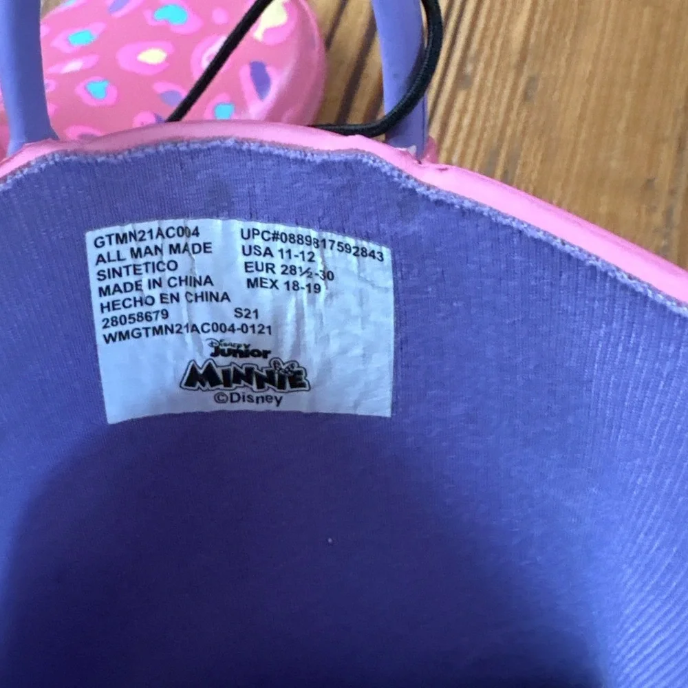Disney Rain Boots Girls Pink Leopard Minnie Daisy Duck New SIZE 11/12